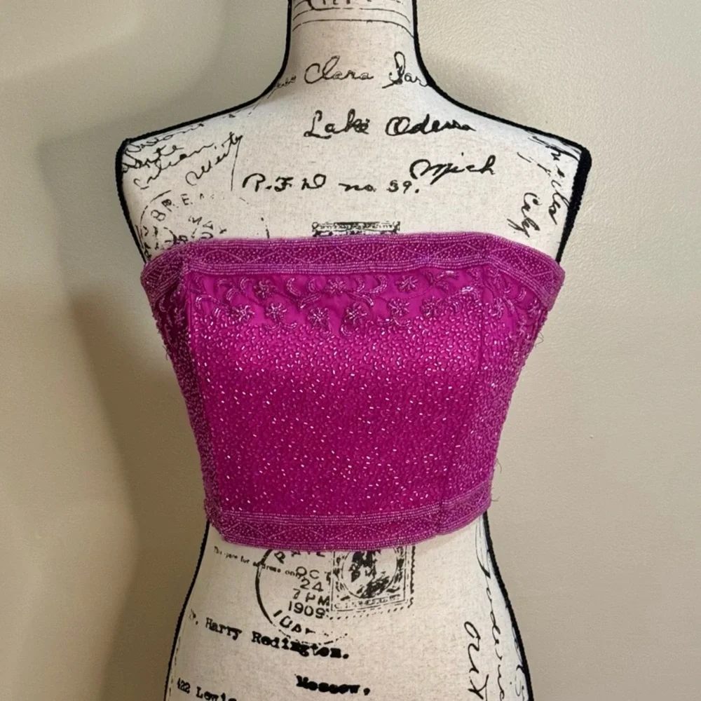 Pink Beaded Bustier Top by Emma Black - Picture 3 of 12